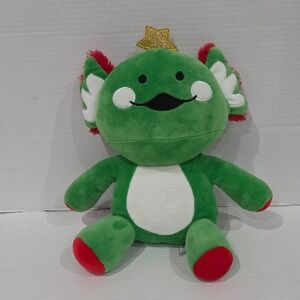 Walmart Christmas Axolotl Plush Green Holiday Stuffed Animal Gold Star 336453